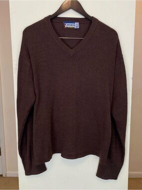 Vintage Concrete New Mix Brown V Neck Sweater Mens Medium Acrylic Knit Pullover